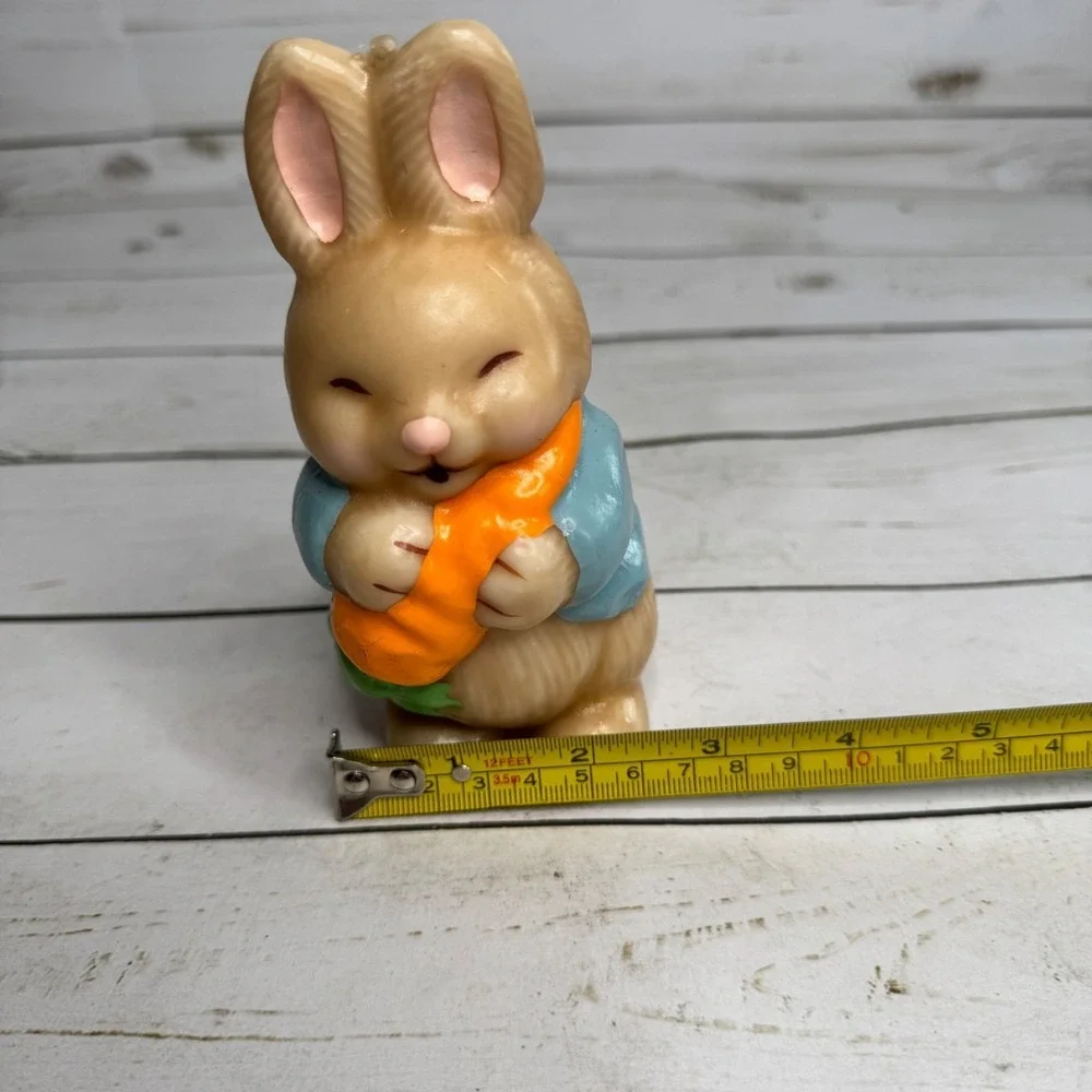 Vintage Easter Bunny Candle Holding Carrot Blue‎ Jacket 5